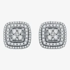 1 CT. T.W. Natural White Diamond Sterling Silver 11.7mm Stud Earrings