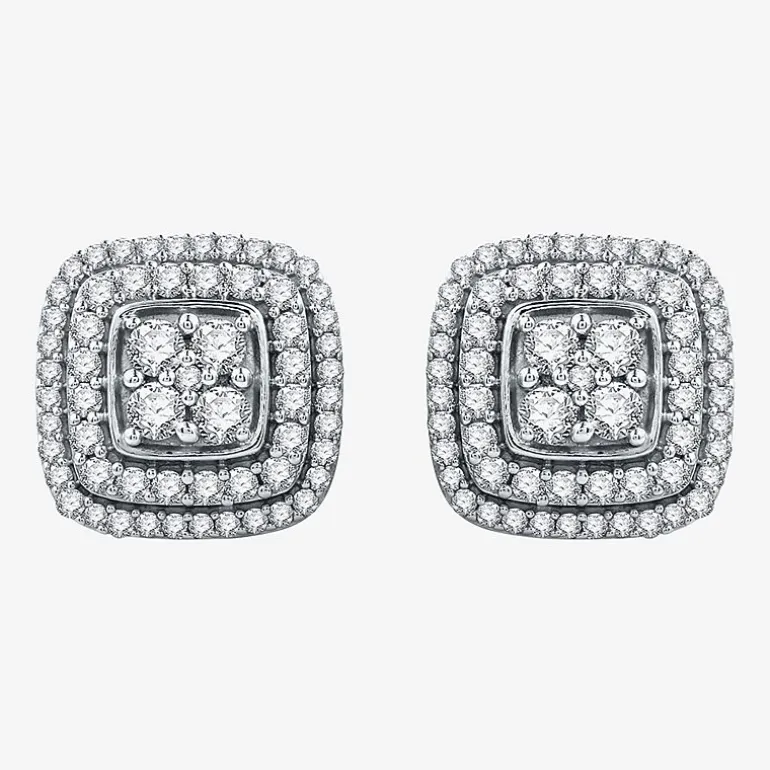 1 CT. T.W. Natural White Diamond Sterling Silver 11.7mm Stud Earrings