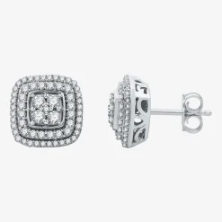 1 CT. T.W. Natural White Diamond Sterling Silver 11.7mm Stud Earrings