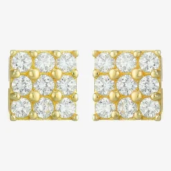 Cubic Zirconia 14K Gold 4mm Round Stud Earrings