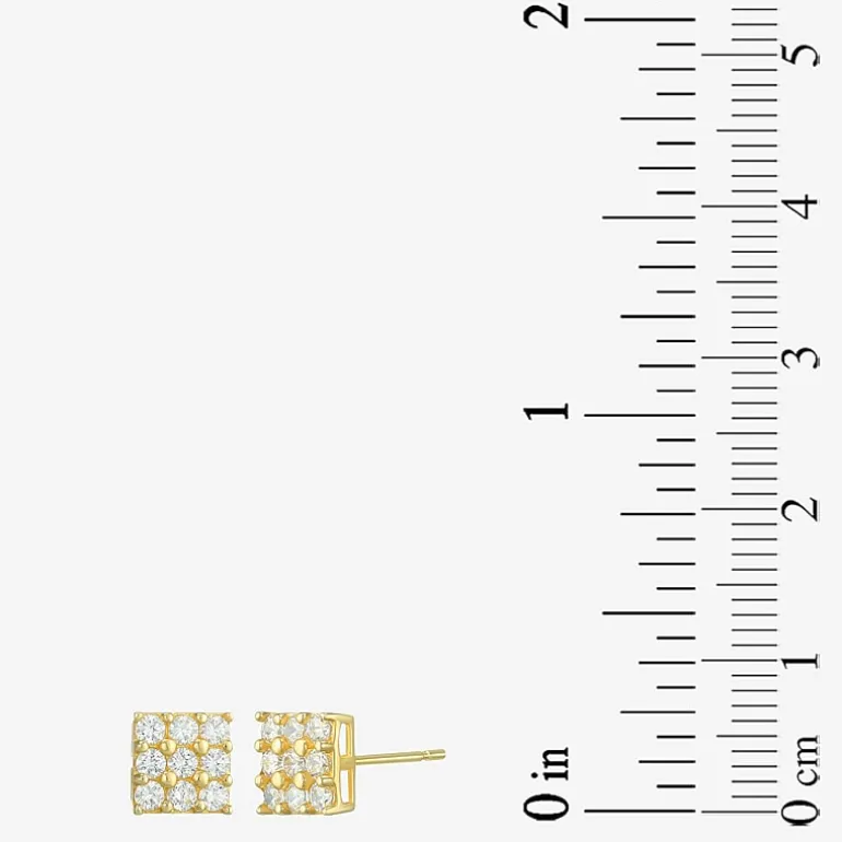 Cubic Zirconia 14K Gold 4mm Round Stud Earrings
