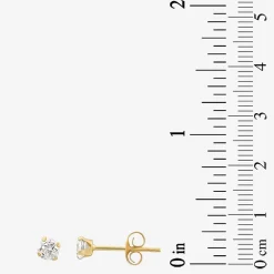 Cubic Zirconia 14K Gold 3mm Round Stud Earrings