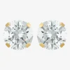 Cubic Zirconia 14K Gold 6mm Round Stud Earrings