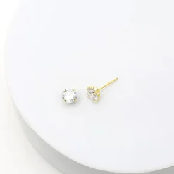 Cubic Zirconia 10K Gold 6mm Stud Earrings