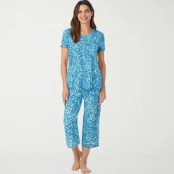 Cuddl Duds Womens Short Sleeve 2-pc. Pajama Set