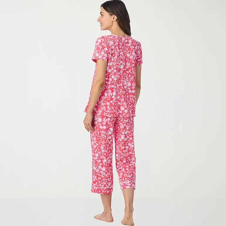 Cuddl Duds Womens Short Sleeve 2-pc. Pajama Set