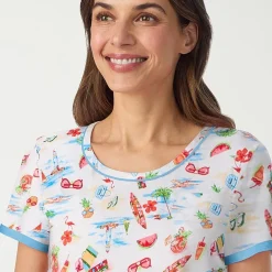 Cuddl Duds Womens Short Sleeve 2-pc. Pajama Set