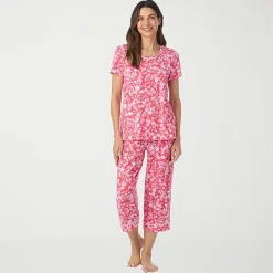 Cuddl Duds Womens Short Sleeve 2-pc. Pajama Set
