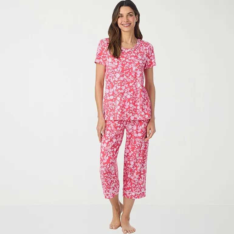 Cuddl Duds Womens Short Sleeve 2-pc. Pajama Set