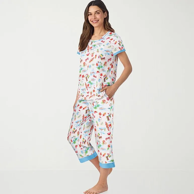 Cuddl Duds Womens Short Sleeve 2-pc. Pajama Set