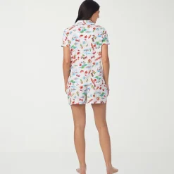 Cuddl Duds Womens Short Sleeve 2-pc. Pajama Set