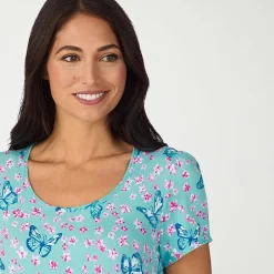 Cuddl Duds Womens Short Sleeve 2-pc. Pajama Set
