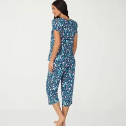 Cuddl Duds Womens Short Sleeve 2-pc. Pajama Set