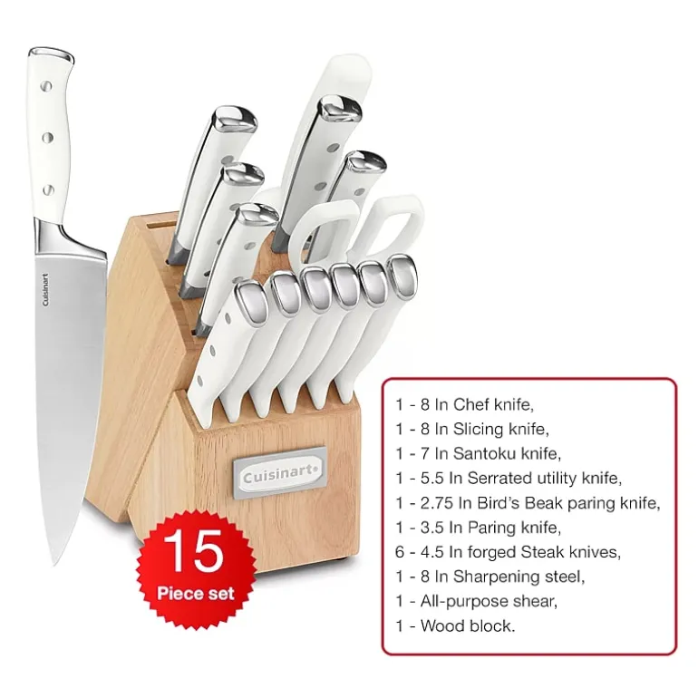 Cuisinart® Classic 15-pc. White Triple Rivet Knife Block Set