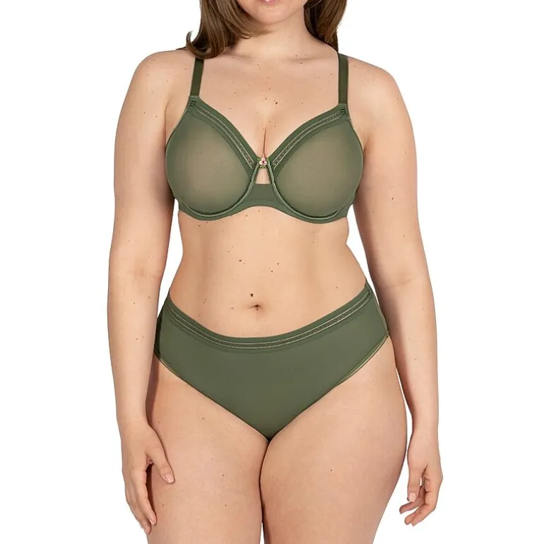 Curvy Couture Sheer Mesh Unlined Underwire Bra - 1634