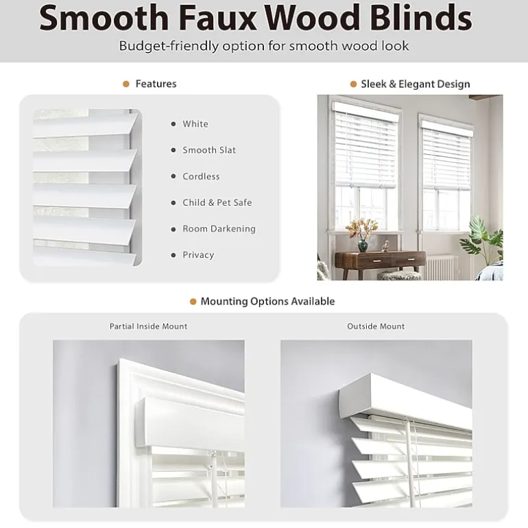 Cut-to-Width 2" Cordless Faux-Wood Blinds