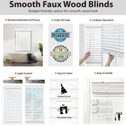 Cut-to-Width 2" Cordless Faux-Wood Blinds