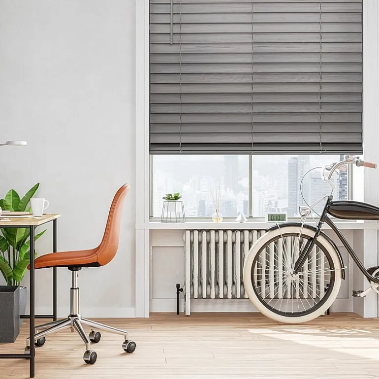 Cut-to-Width 2" Cordless Faux-Wood Blinds