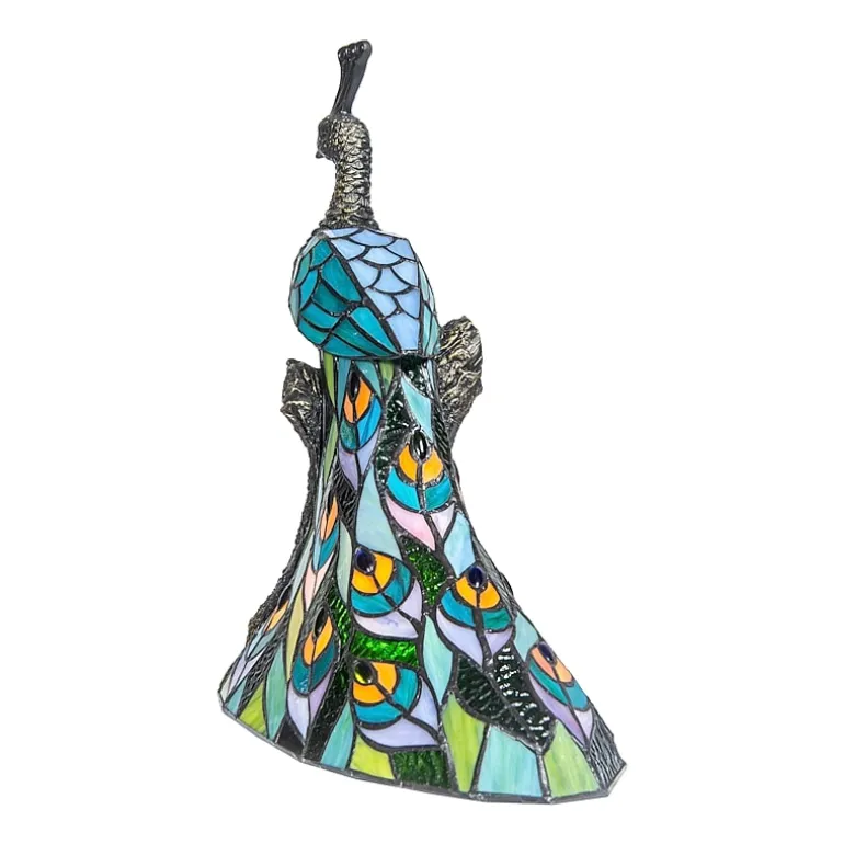 Dale Tiffany 15.5" Turquoise Kingsley Tiffany Peacock Glass Table Lamp