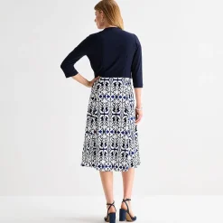 Danny & Nicole Womens Midi Damask Jacket Dress