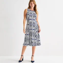 Danny & Nicole Womens Midi Damask Jacket Dress