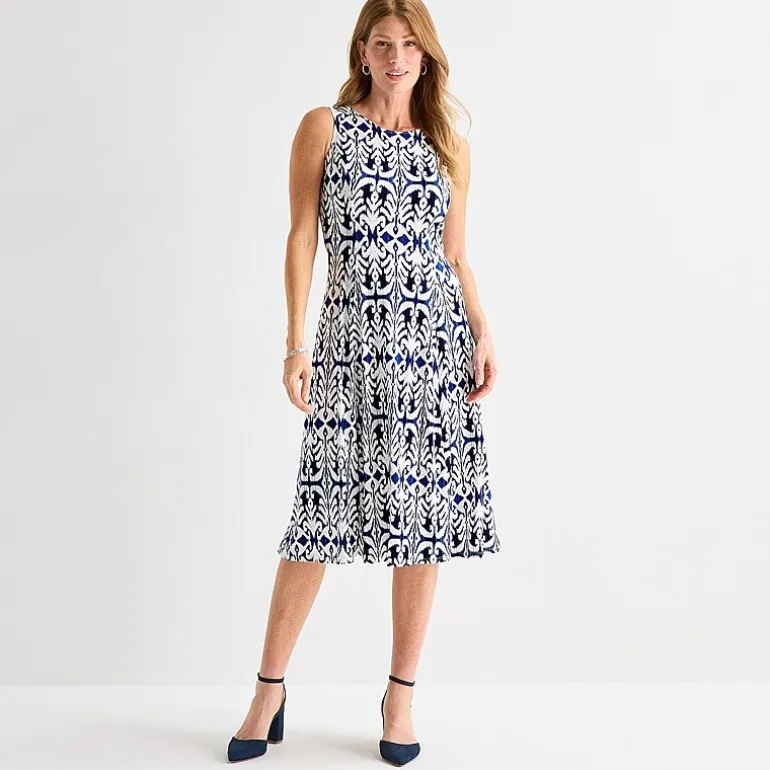Danny & Nicole Womens Midi Damask Jacket Dress