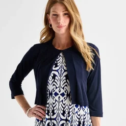 Danny & Nicole Womens Midi Damask Jacket Dress