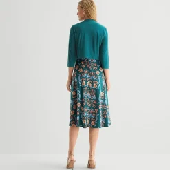 Danny & Nicole Womens Midi Floral Jacket Dress