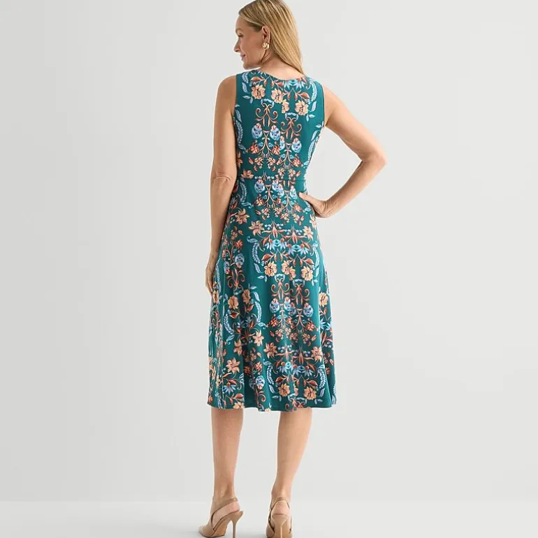 Danny & Nicole Womens Midi Floral Jacket Dress