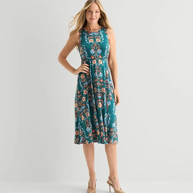Danny & Nicole Womens Midi Floral Jacket Dress