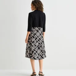 Danny & Nicole Womens Midi Geometric Jacket Dress