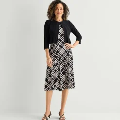 Danny & Nicole Womens Midi Geometric Jacket Dress