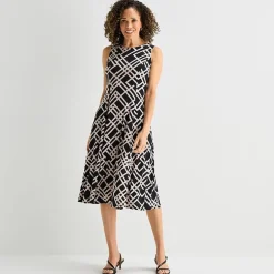 Danny & Nicole Womens Midi Geometric Jacket Dress