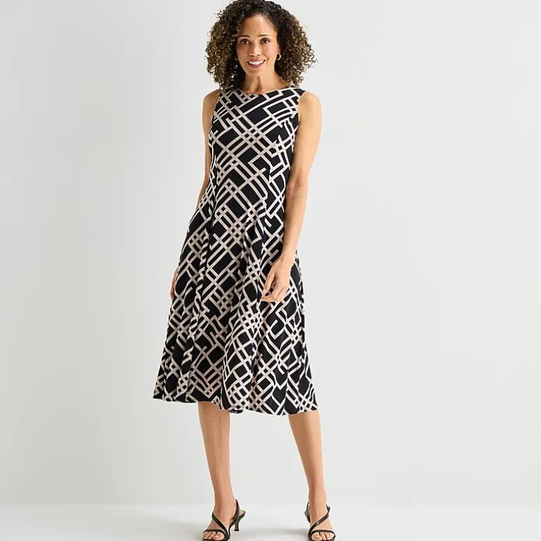 Danny & Nicole Womens Midi Geometric Jacket Dress