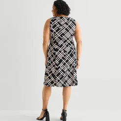 Danny & Nicole Womens Plus Geometric Jacket Dress