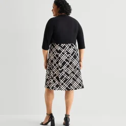 Danny & Nicole Womens Plus Geometric Jacket Dress