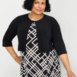 Danny & Nicole Womens Plus Geometric Jacket Dress