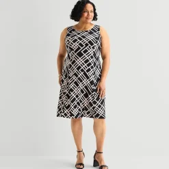 Danny & Nicole Womens Plus Geometric Jacket Dress