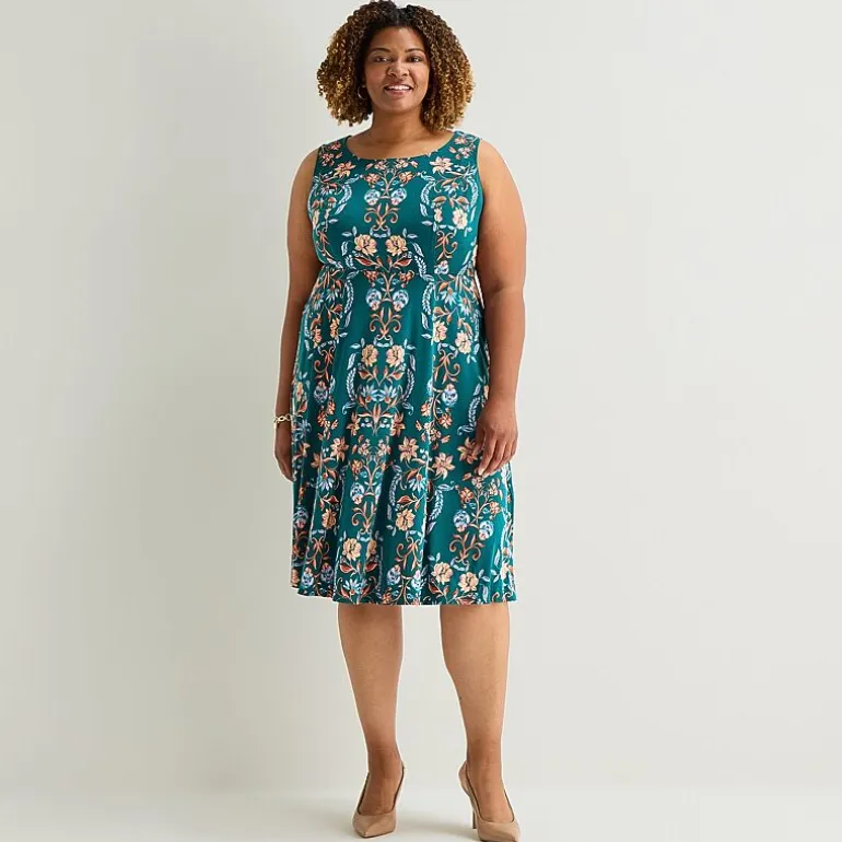 Danny & Nicole Womens Plus Midi Floral Jacket Dress