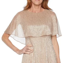 Danny & Nicole Womens Round Neck Short Sleeve Cape Cape Fit + Flare Dress