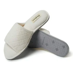Dearfoams Beatrice Quilted Terry Womens Memory Foam Slip-On Slippers