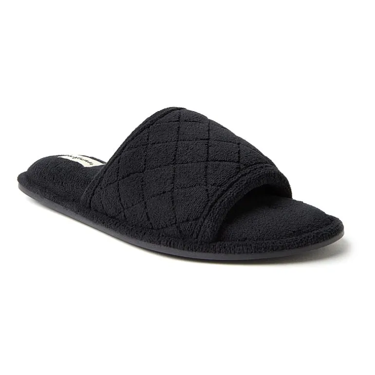 Dearfoams Beatrice Quilted Terry Womens Memory Foam Slip-On Slippers