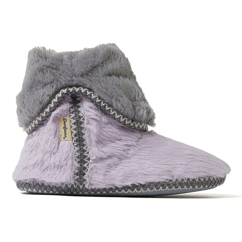 Dearfoams Beth Furry Womens Memory Foam Bootie Slippers