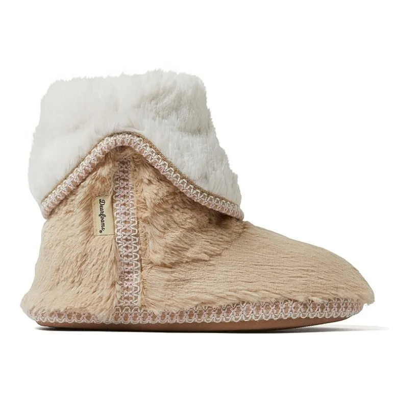 Dearfoams Beth Furry Womens Memory Foam Bootie Slippers