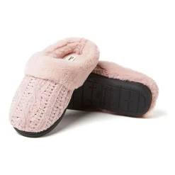 Dearfoams Claire Cable Knit Chenille Womens Memory Foam Clog Slippers