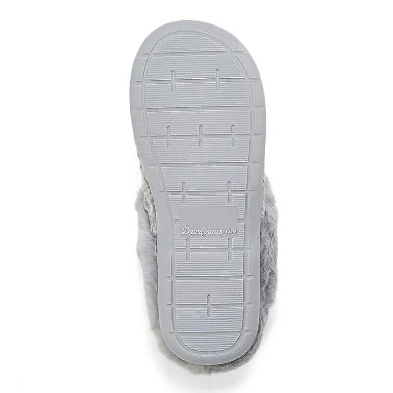 Dearfoams Claire Cable Knit Chenille Womens Memory Foam Clog Slippers