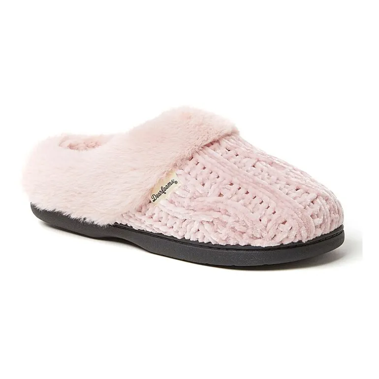 Dearfoams Claire Cable Knit Chenille Womens Memory Foam Clog Slippers