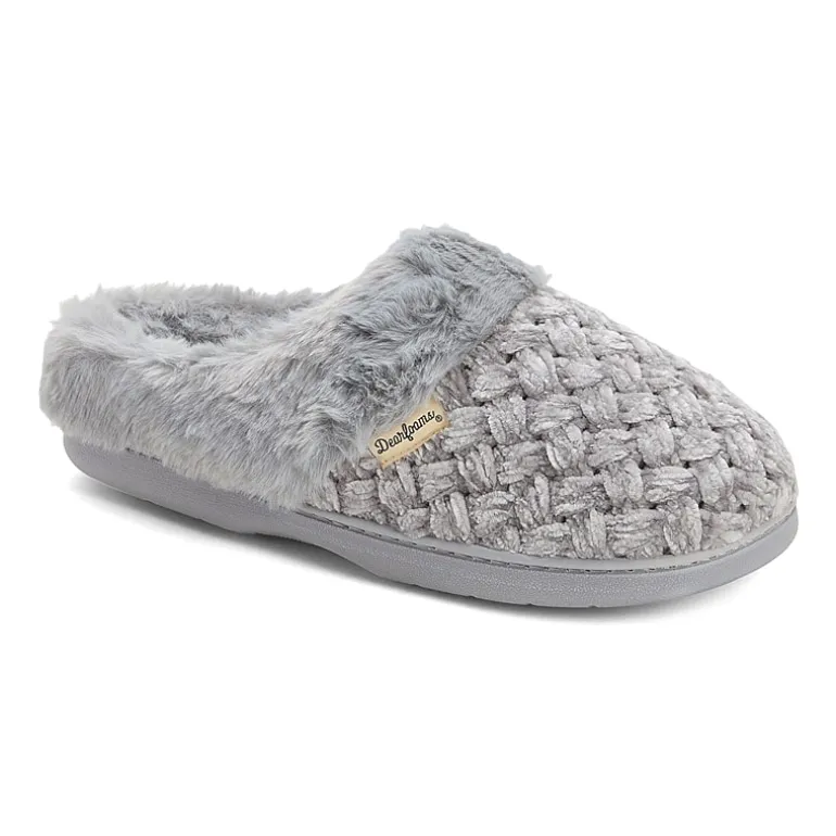 Dearfoams Claire Cable Knit Chenille Womens Memory Foam Clog Slippers
