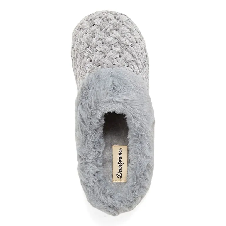 Dearfoams Claire Cable Knit Chenille Womens Memory Foam Clog Slippers