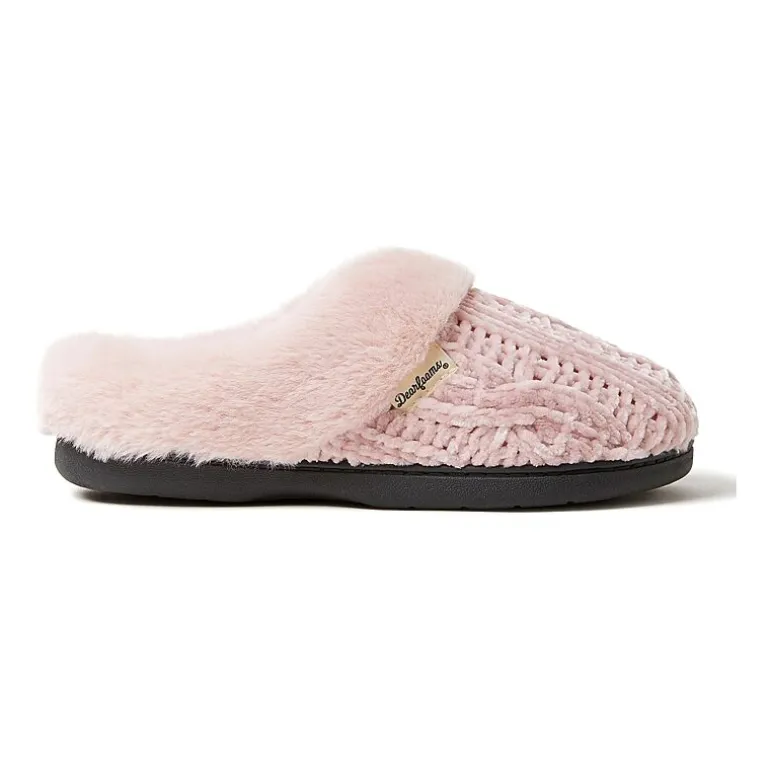 Dearfoams Claire Cable Knit Chenille Womens Memory Foam Clog Slippers